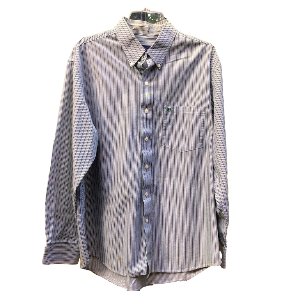 IZOD Men’s Large Cotton Long Sleeve Button Down Dress  EUC Pit to pit 25"